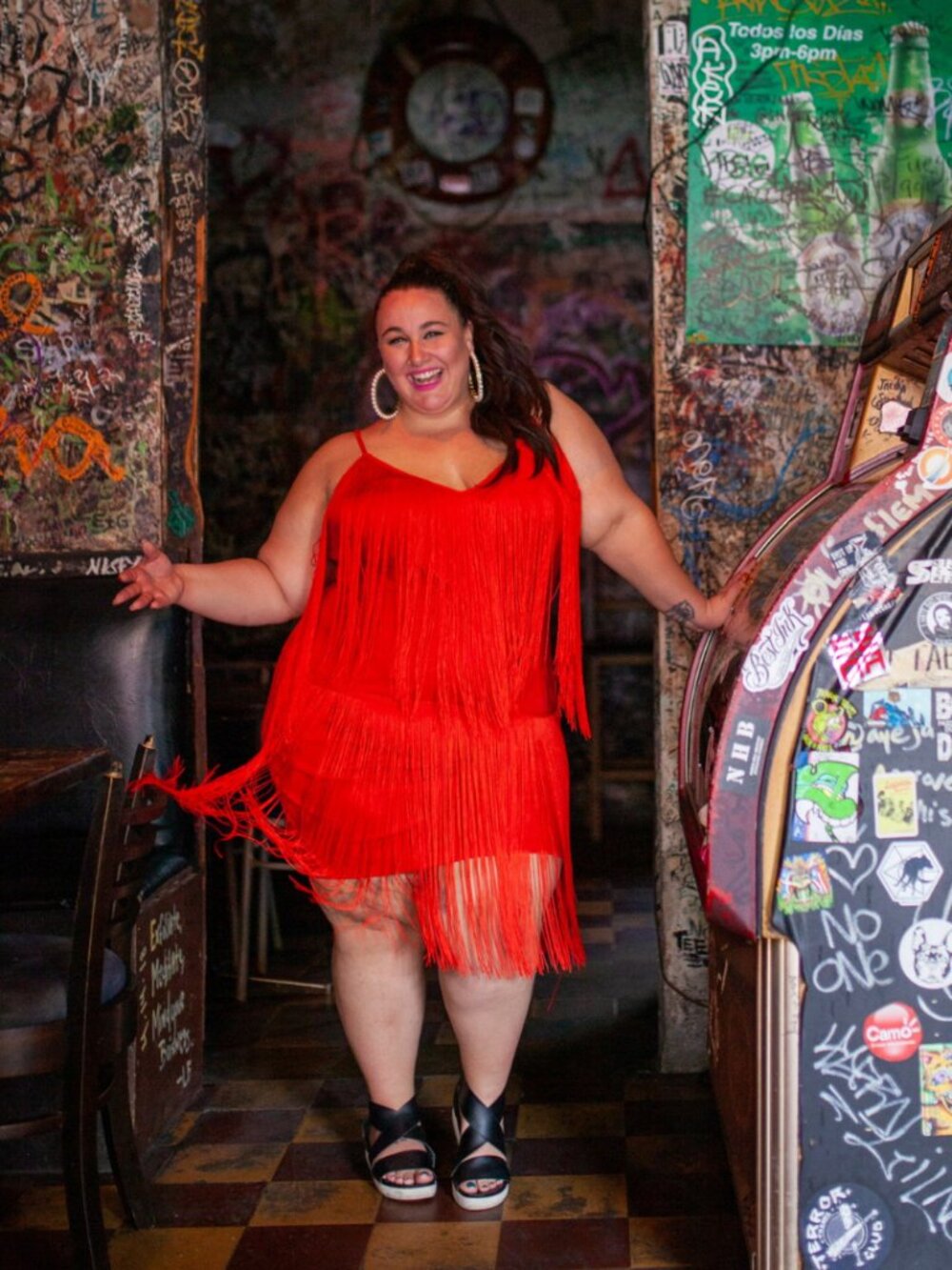 Size 2X PrettyLittleThing Red Fringe Dress